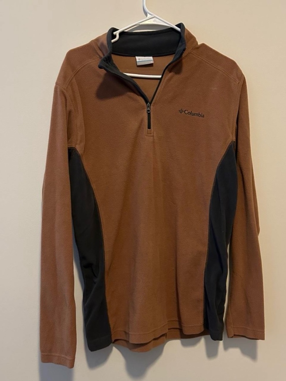 Columbia Men's Brown Orange Quarter-Zip Fleece Pullover Size Small